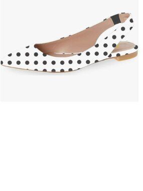 YDN White Polka Dots Pointed Toe Slingback Low Heel Slide Sandals Comfortable